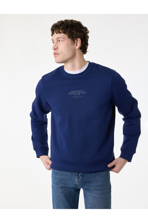 Regular Fit Long Sleeve Crew Neck Printed Sweatshirt