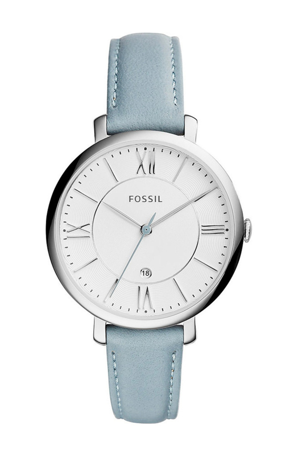 Jacqueline White Dial Light Blue Leather Strap Watch for Women - ES3821