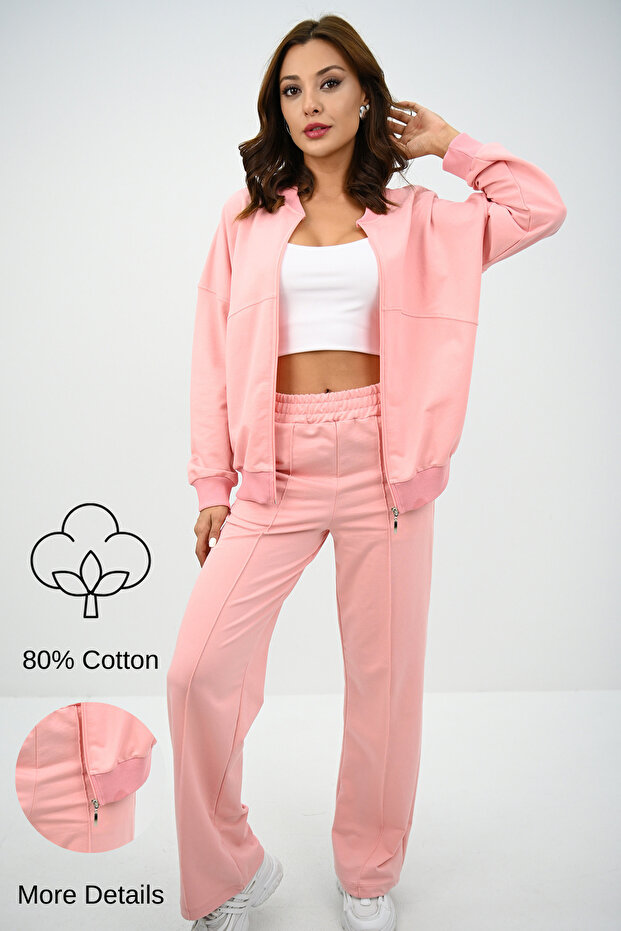 Women's Wide-Leg Zippered Tracksuit Set 4144-25