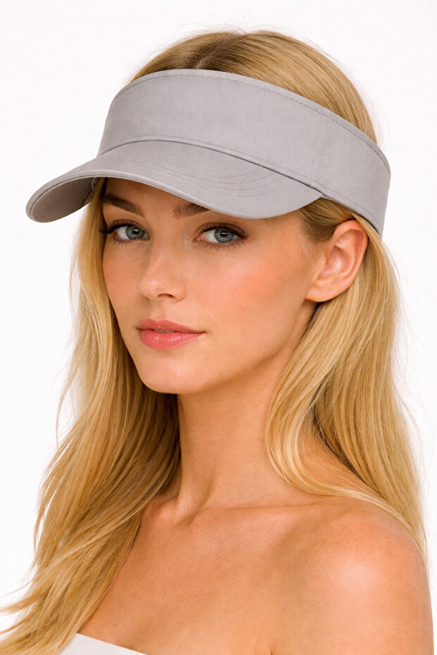 قبعة رمادية اللون للحماية من الأشعة فوق البنفسجية، قبعة تنس مع إمكانية تعديل الجزء الخلفي - 1