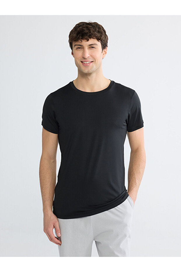 Create Your Style with Uzg Store Black Crew Neck Short Sleeve Men's Underwear Undershirt