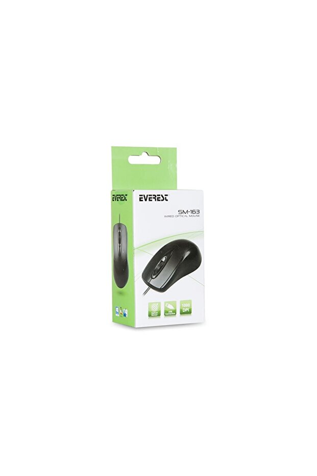 SM-163B 1,8m KABLOLU USB MOUSE,SİYAH - 3