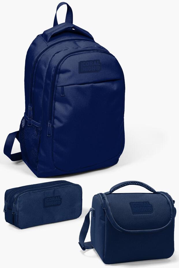 Kids Navy Blue 3-Piece School Bag Set GOSET0114399