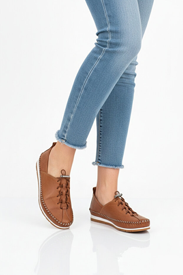 Genuine Leather Tan Women's Leather Ballerinas Dp16-0052