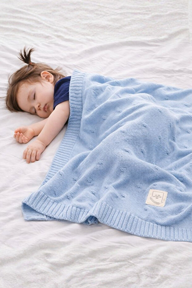 Cotton Knitwear Knitted Baby Blanket Sycamore