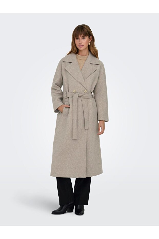 Beige Women's Coat with Belt Detail15292812