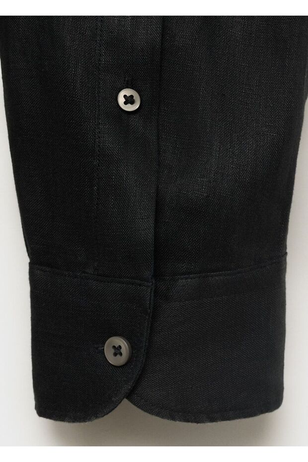 %100 keten regular fit gömlek - 5