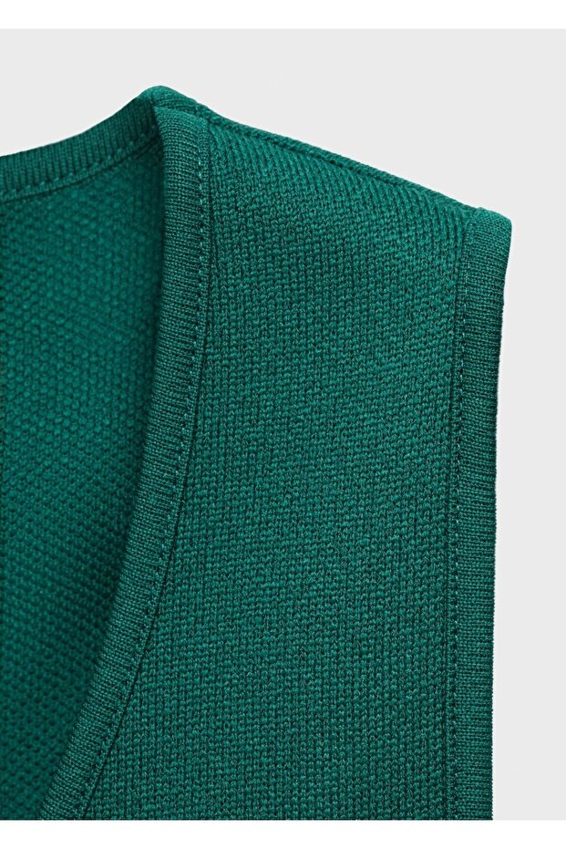 Mücevher düğmeli triko yelek - 5