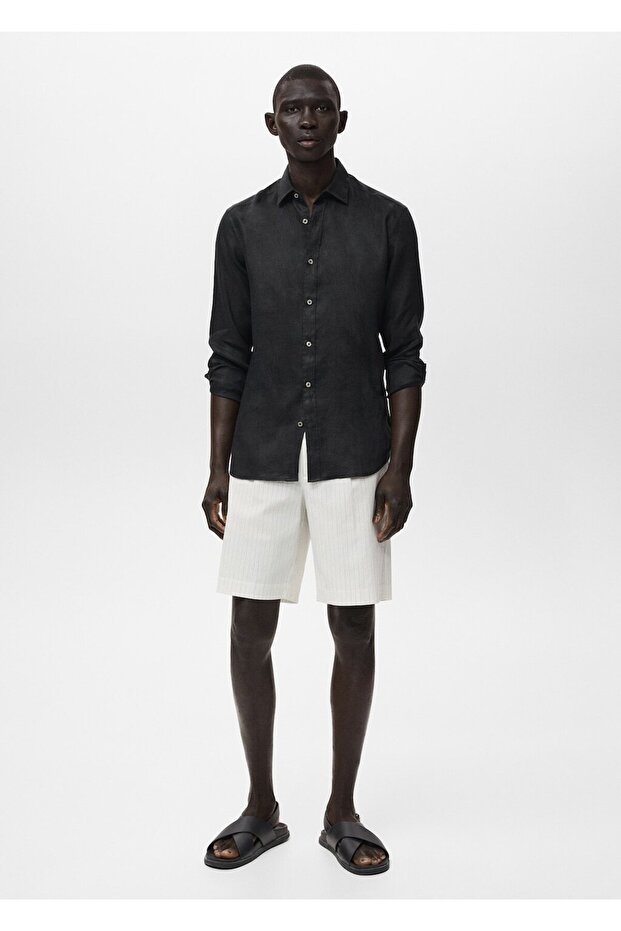 %100 keten regular fit gömlek - 2