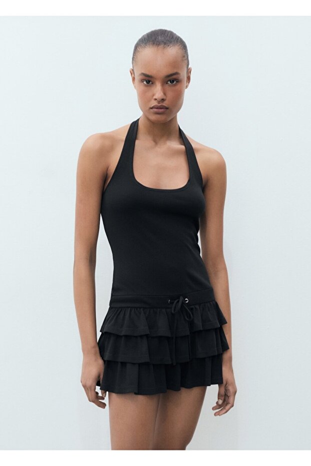 Fırfırlı kısa elbise - 1