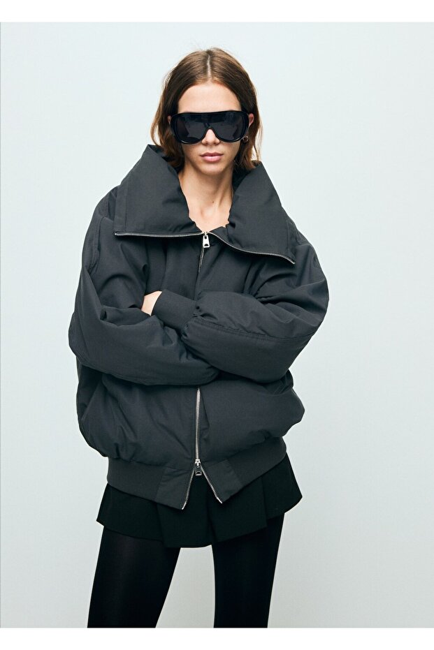 Huni yaka bomber ceket - 1