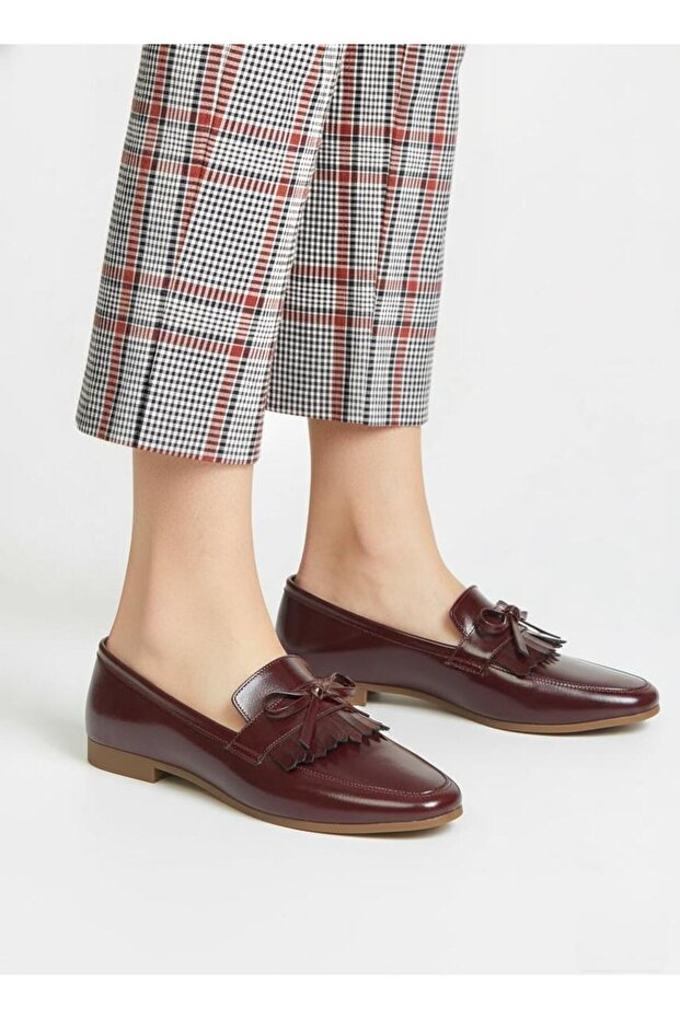 Large Size Tassel Loafer Genuine Leather 41-42-43-44-Burgundy Patent Leather