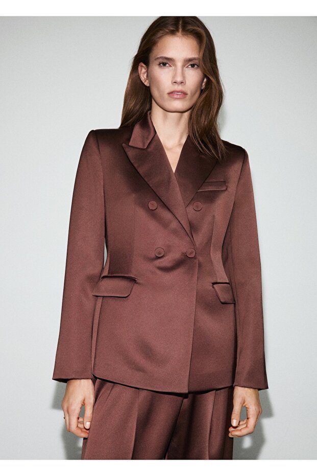 Saten blazer ceket - 1