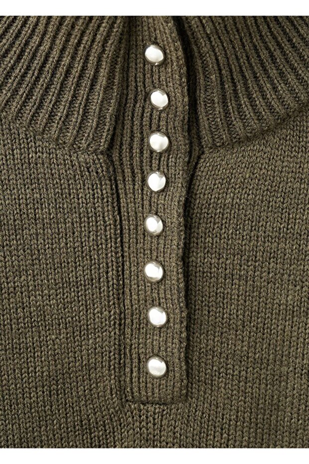 Perkins yaka düğmeli kazak - 8