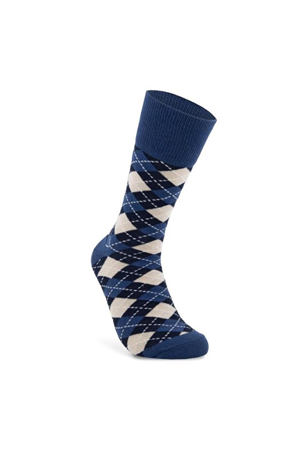 Classic Harlequin Mid Cut Lacivert Çorap - 1