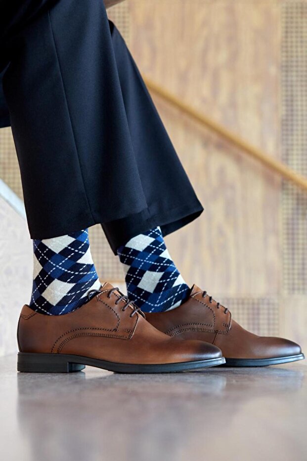 Classic Harlequin Mid Cut Lacivert Çorap - 2