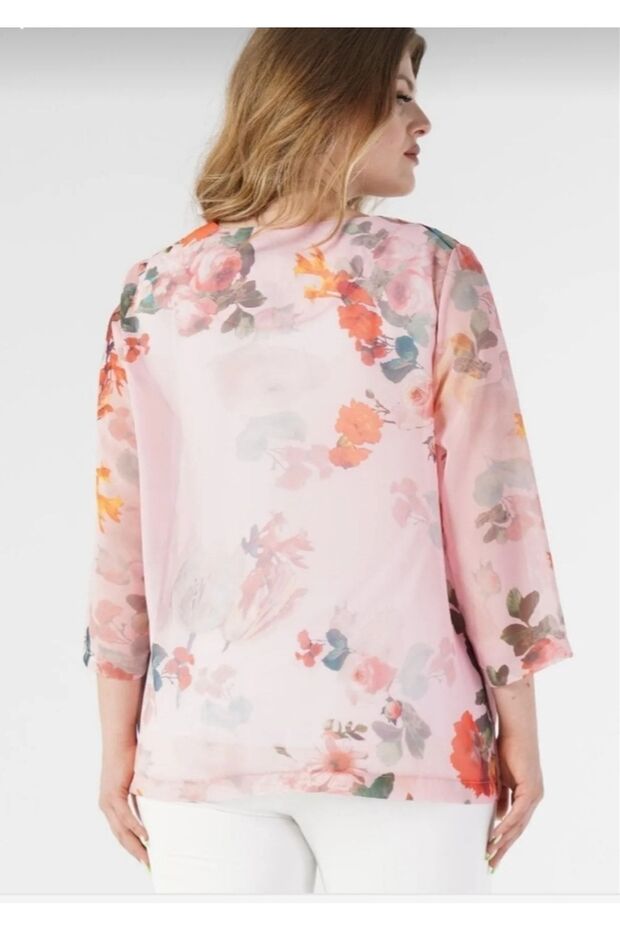 سترة شيفون للأم مقاس كبير - 3