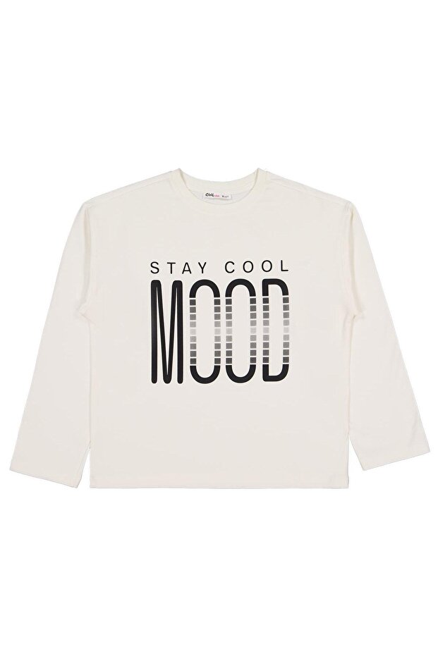 Civil Girl's Stay Cool Mood Printed Sweatshirt | School Nursery and Daily Use - Ecru