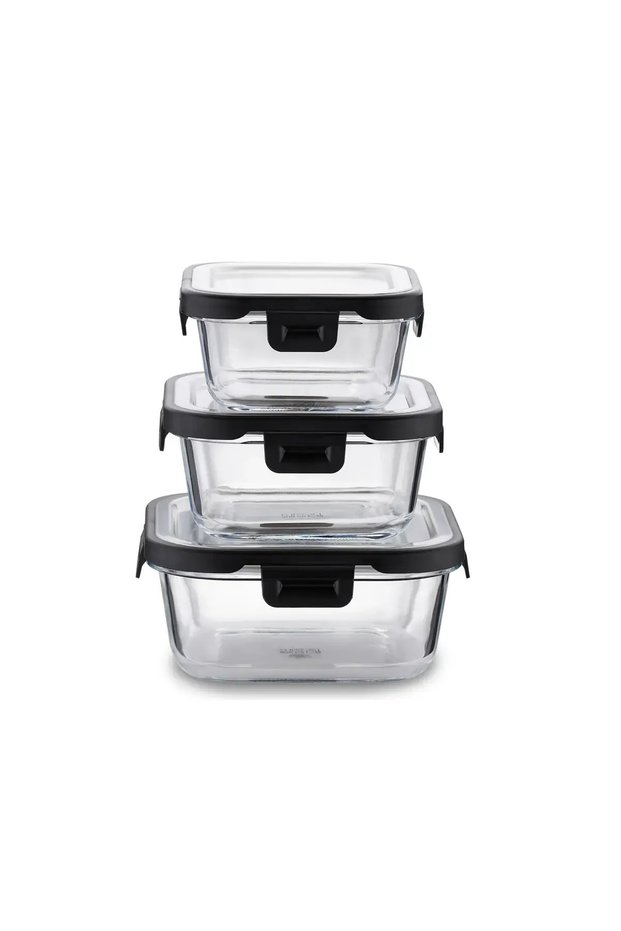 Freska 3-Piece Glass Storage Set with Steel Cover A5628