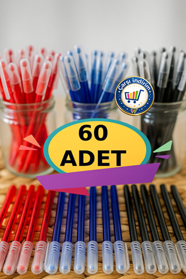 60 Pcs Office Ballpoint Pens (20 Blue, 20 Red, 20 Black)