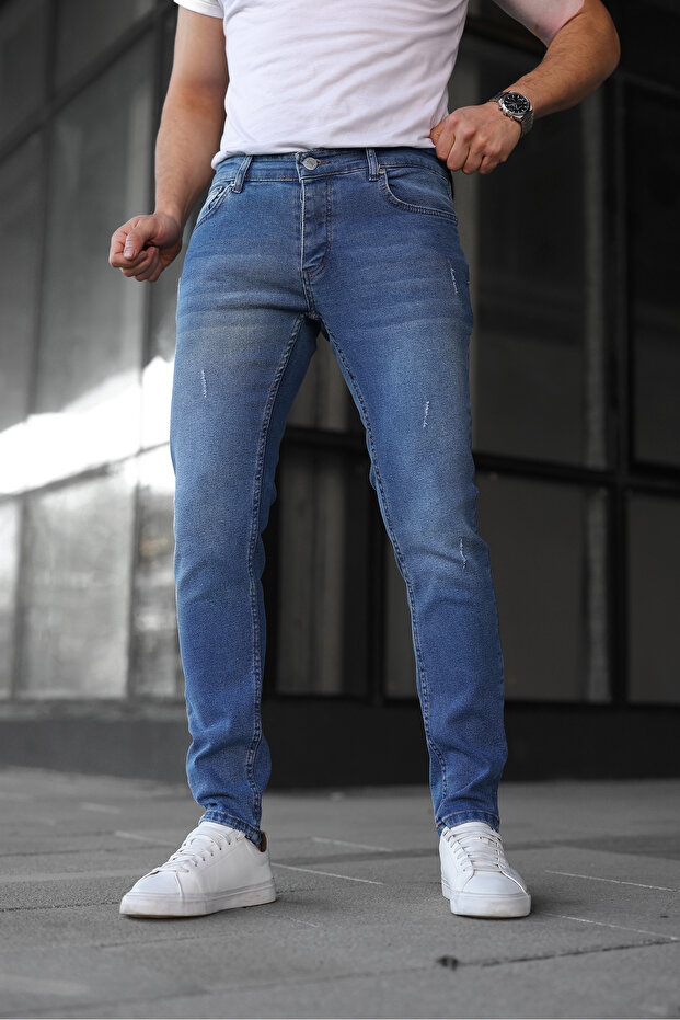 Men's Slim Fit Lycra Jeans Straight Nail Blue