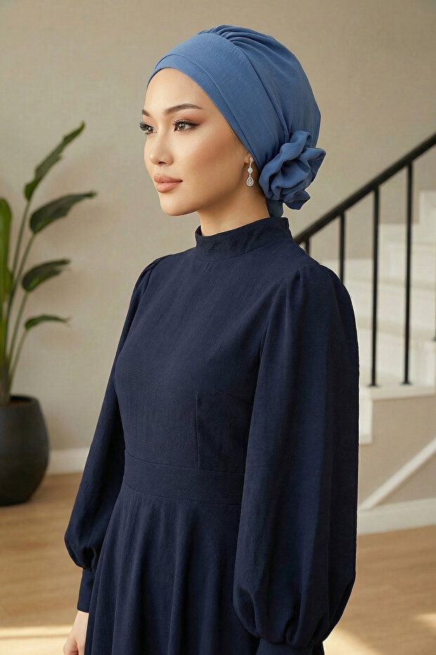 عمامة جاهزة أنيقة، أزرق، HT-92