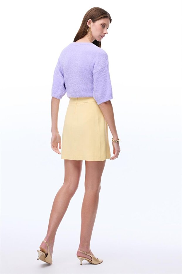 Vanilya Orta Bel Diz Üstü Etek - 4