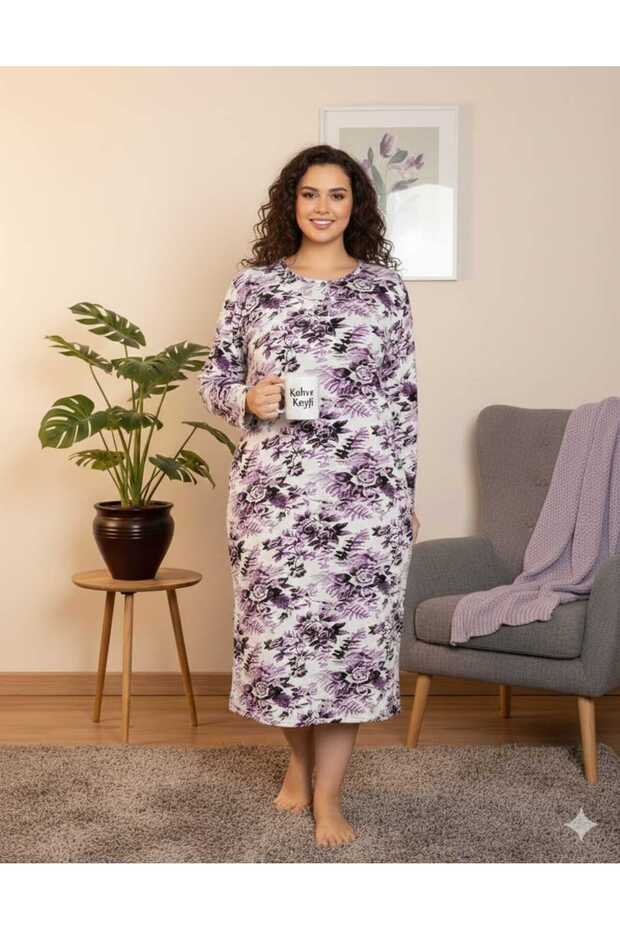 بالإضافة إلى حجم ثوب النوم ليكرا منقوشة - 1