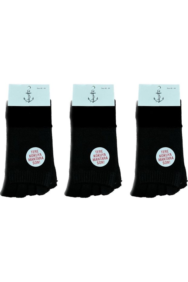 Black Men's Bamboo Toe Socks Pack of 3