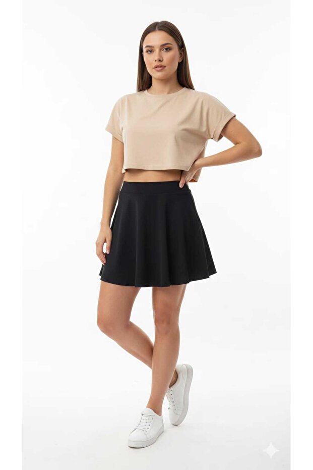 Çelik Örme Penye Şortlu Etek - 4