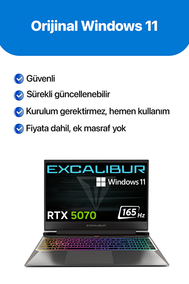 Excalibur G870 i7-13620H 16GB 480GB RTX5070 8GB 165Hz 15.6" W11P Gaming Laptop G870.1362-BV70R-C - 2