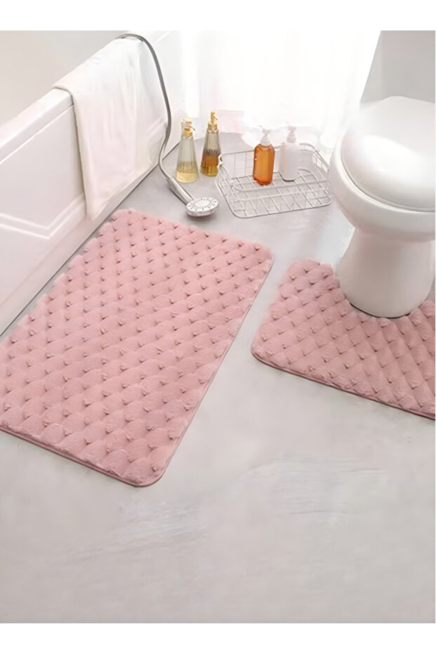 2 Pieces Bathroom Rugs Mat Super Soft Water Absorbent Microfiber Non-Slip Quick Drying Bath Tub Mat