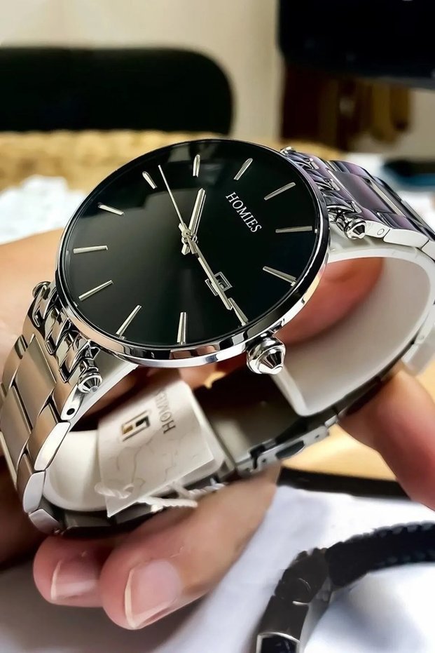 Men's Wristwatch 3 Atm Water Resistant Silver Color Steel Band Hmcbk2538