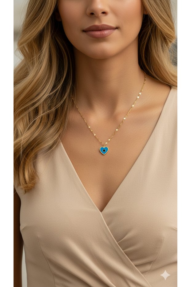 Stainless Steel Necklace, Antiallergic, with Heart Figure (2 Years Importer Warranty)