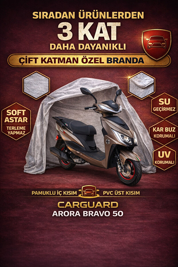 Arora Bravo 50 Cc Corded Motorcycle Cover - Rear Bag Compatible