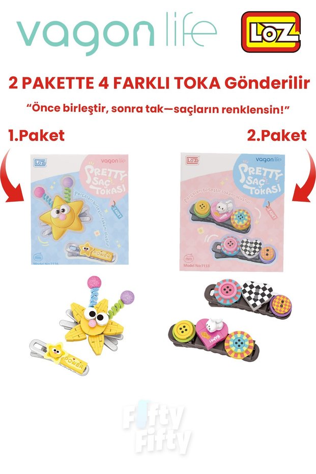 4-Piece Hair Clip Set, Assemble First, Then Attach (2 Packs of 4 Pieces Will Be Sent) Building Block Clip Set Ff
