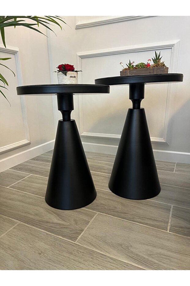 2Lİ CLASS SİYAH BOYALI YAN SEHPA - 6