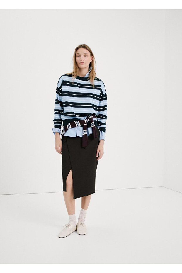 Çizgili triko kazak - 2