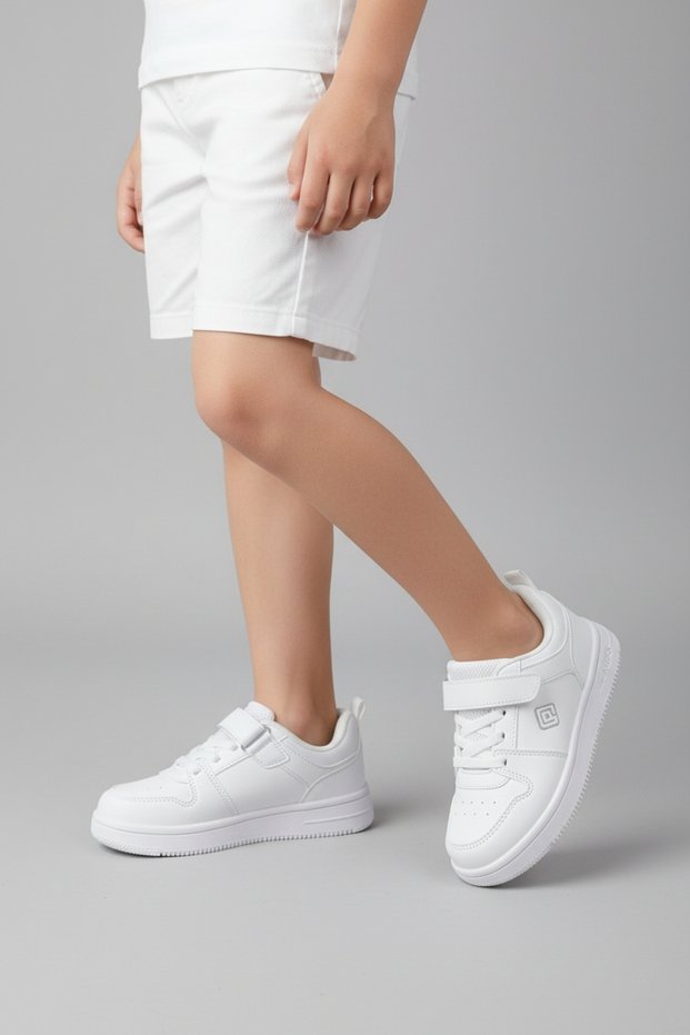 Unisex, Girls' and Boys' White Color Lightweight and Flexible Sneaker Sports Shoes