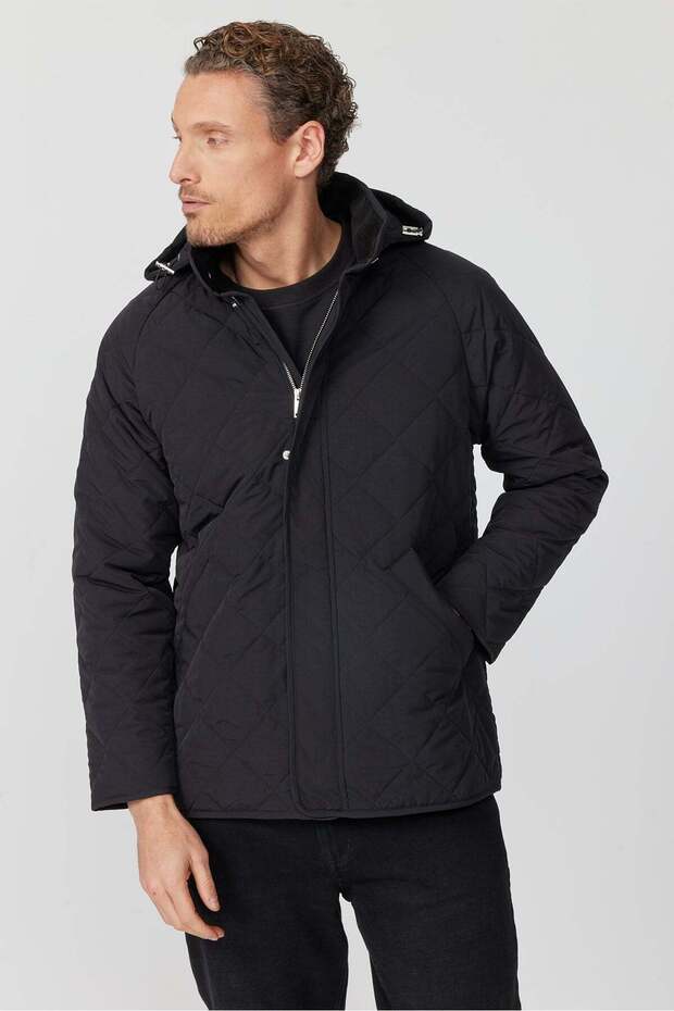 معطف رجالي مبطن بقلنسوة ومرسوم بنقوش - 3