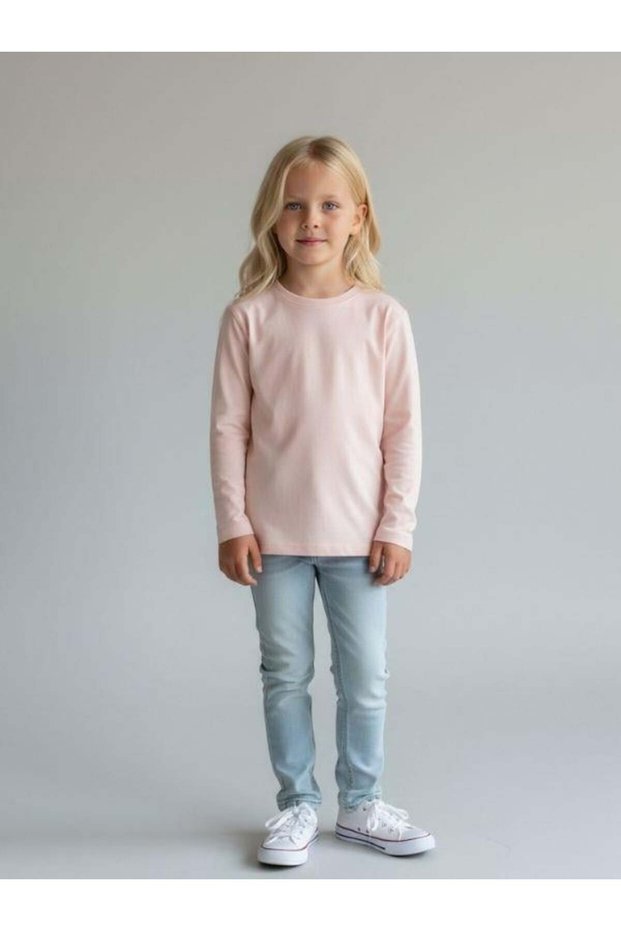 Girl's Cotton Crew Neck Long Sleeve Slim Basic T-Shirt