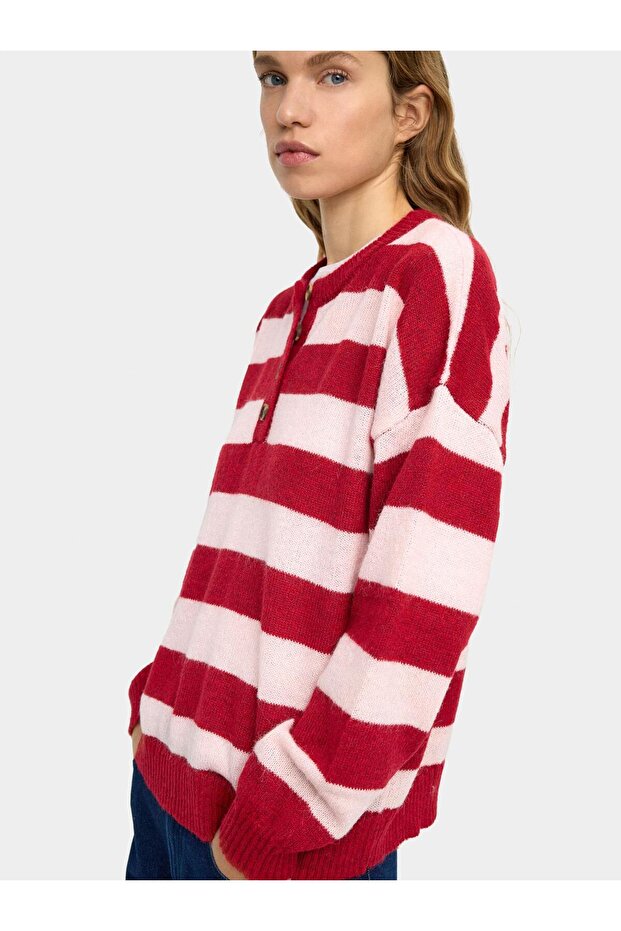 Çizgili Örme Kazak - 1