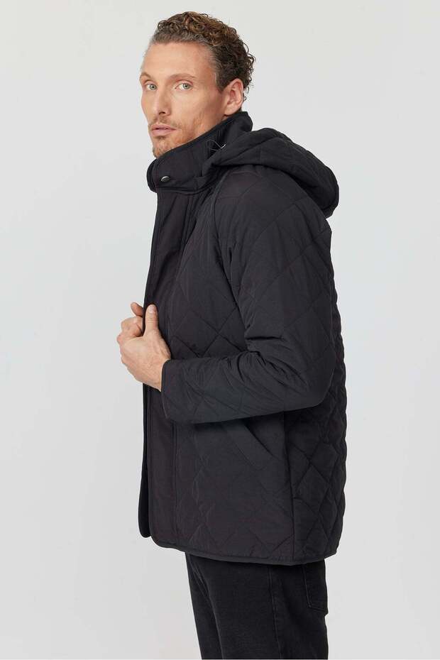 معطف رجالي مبطن بقلنسوة ومرسوم بنقوش - 2