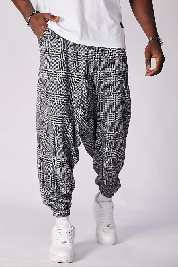 بنطلون شالوار منقوش بخصر مطاطي - 1