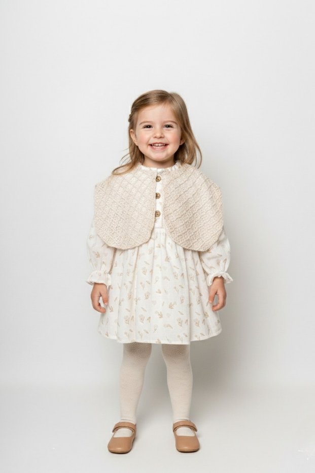 Baby Girl | Children's Arın Cape Muslin Dress - Ecru