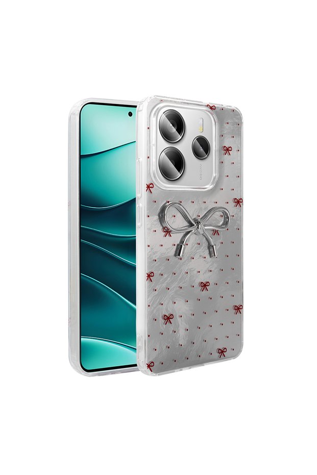 Redmi Note 14 5g Case with Camera Protrusion, Shiny Happy Silicone Cover with Glossy Figure