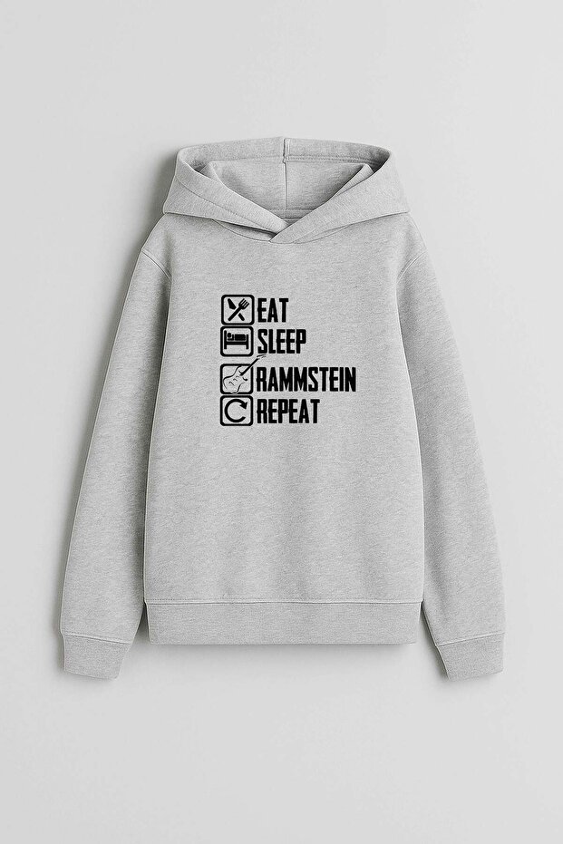 Rammstein Music Group Printed Gray Hooded Sweatshirt Hoodie