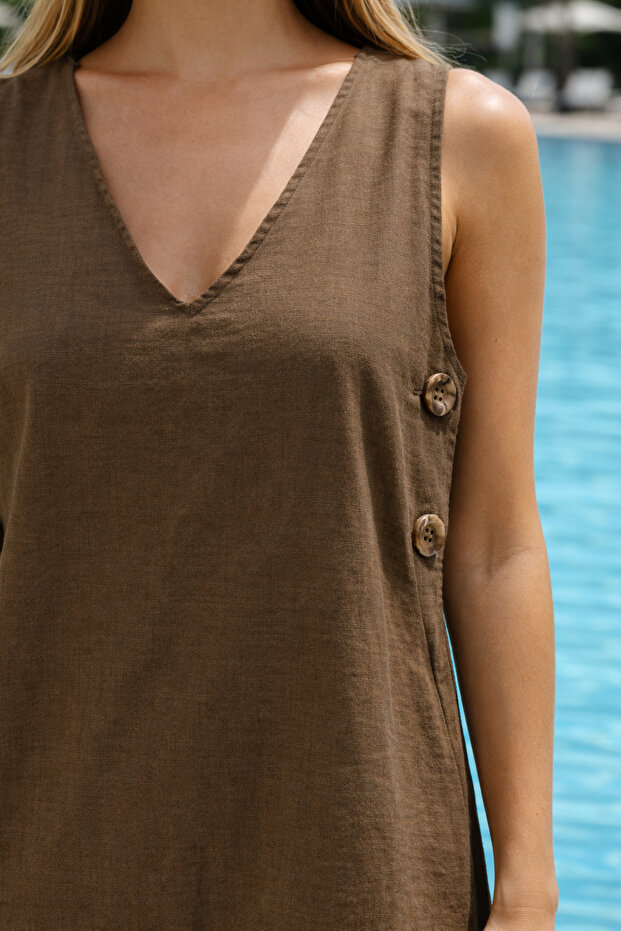 Düğme Dwtaylı Mini Boy Elbise - 2