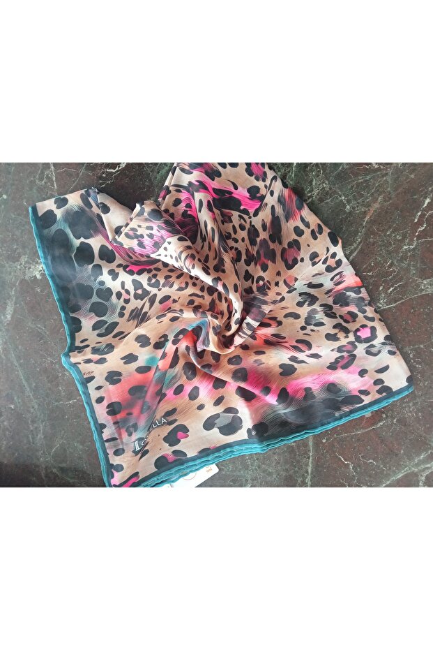 Leopar desenli soft eşarp - 4