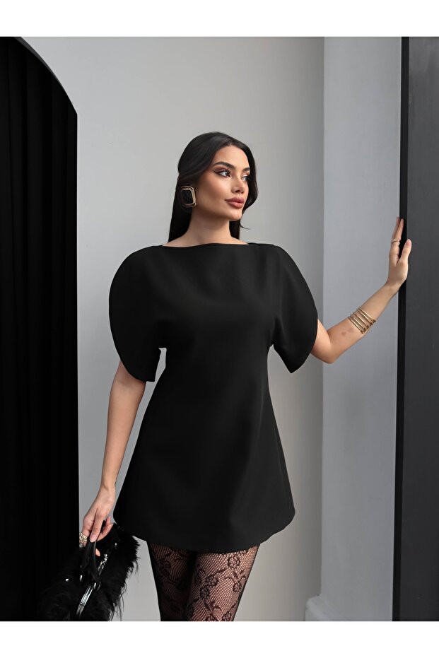 Omuz Dekolte Mini Elbise - 1